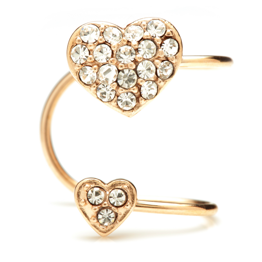Rose Gold Double Heart Ear Cuff - ZuZu Jewellery