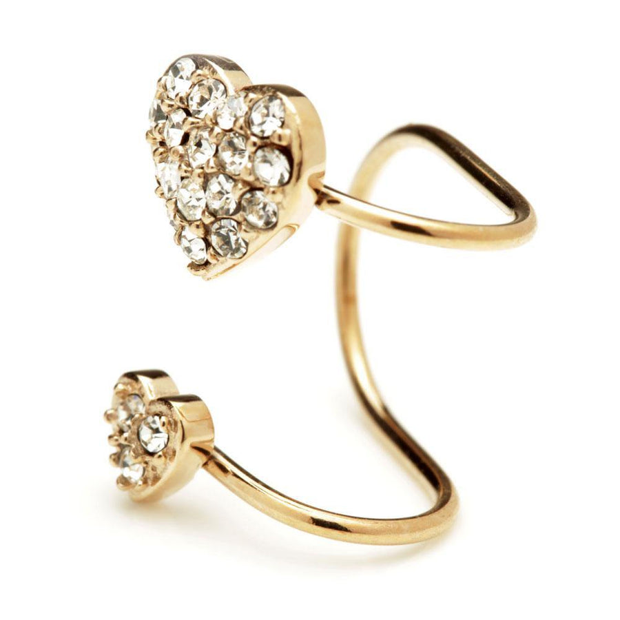 Rose Gold Double Heart Ear Cuff - ZuZu Jewellery