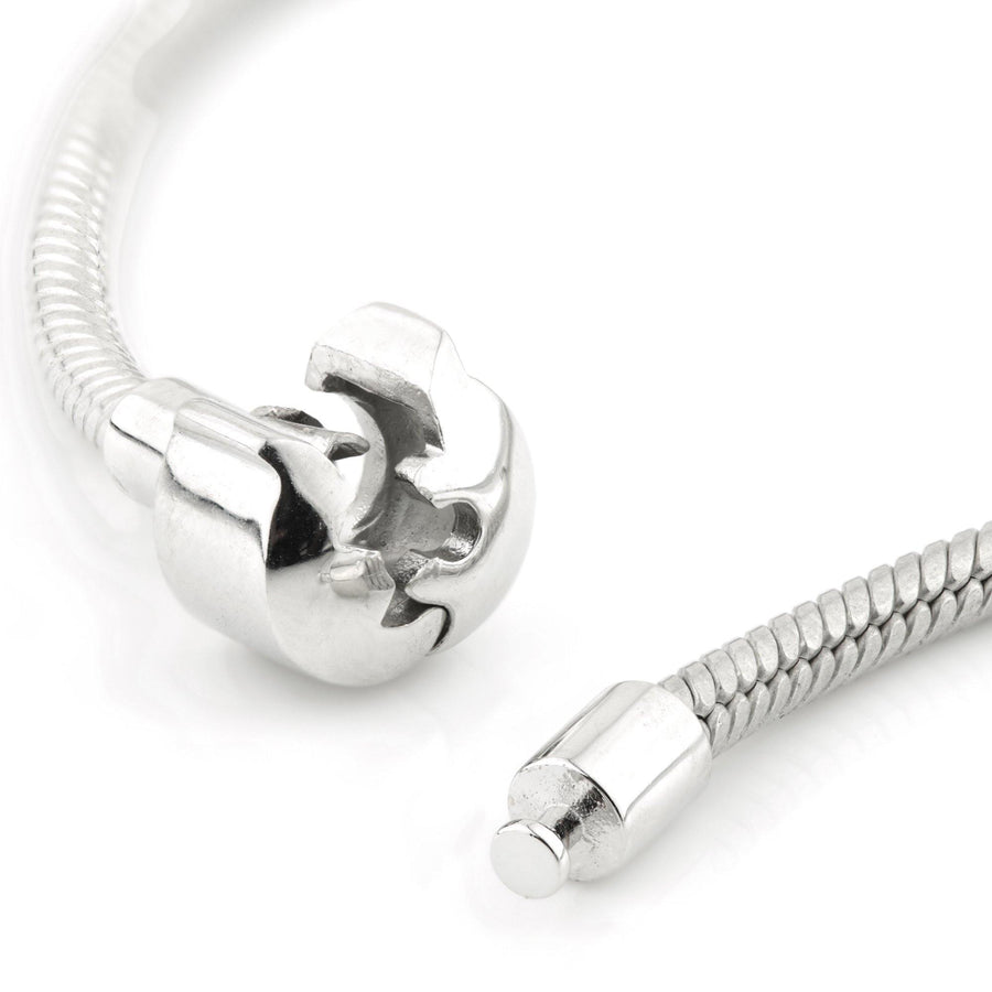 Silver Barrel Clasp Snake Chain Bracelet - ZuZu Jewellery