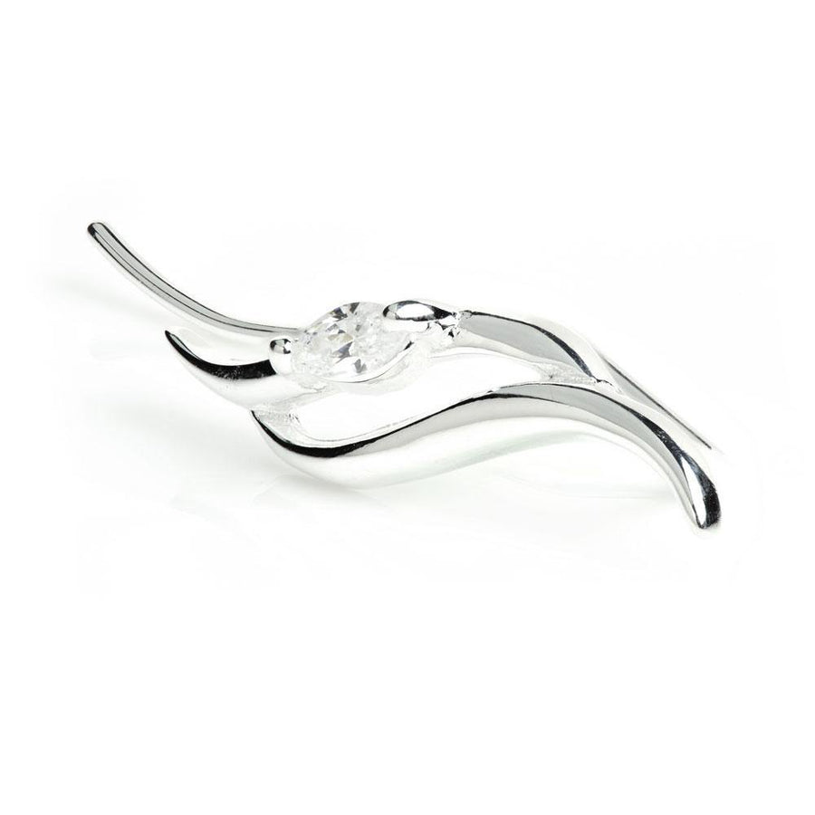 Sterling Silver Crystal Swirl Ear Climber Earrings - ZuZu Jewellery