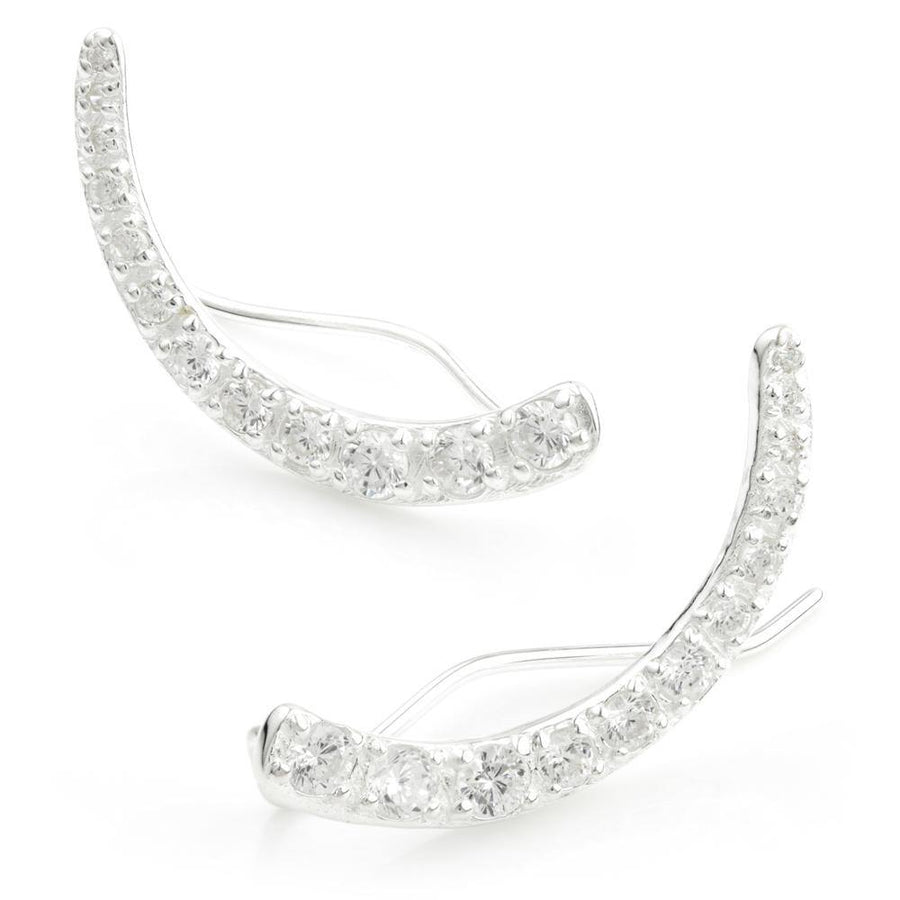 Sterling Silver Graduated Crystal Ear Climber Earrings - ZuZu Jewellery