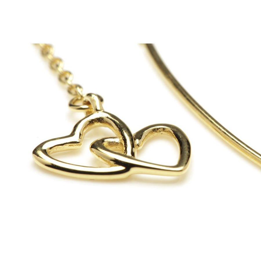 Gold Linked Hearts Threader Earrings - ZuZu Jewellery
