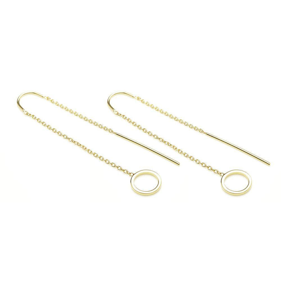 Gold Circle Threader Earrings - ZuZu Jewellery
