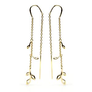 Gold Small Leaf Threader Earrings - ZuZu Jewellery
