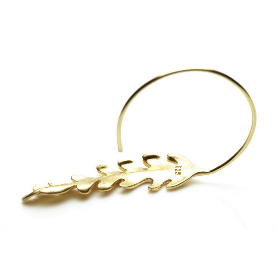 Gold Feather Pull Through Earrings - ZuZu Jewellery