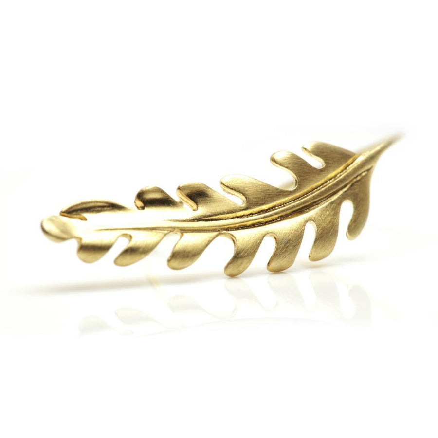 Gold Feather Pull Through Earrings - ZuZu Jewellery