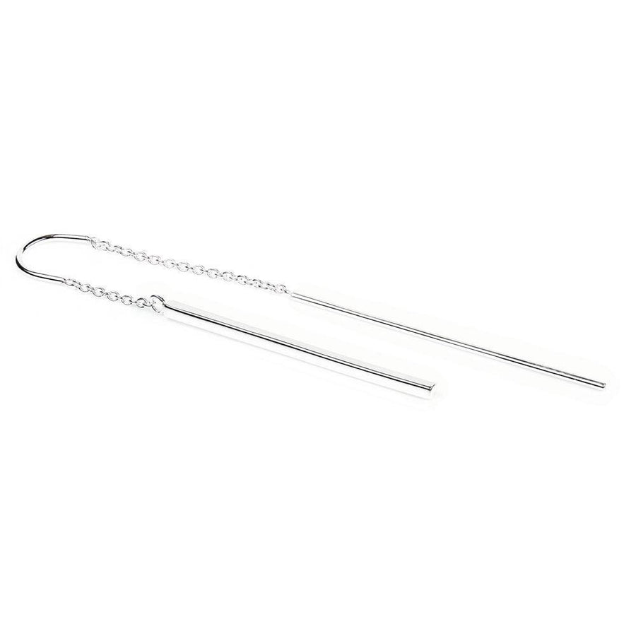 Sterling Silver Long Bar Threader Earrings - ZuZu Jewellery