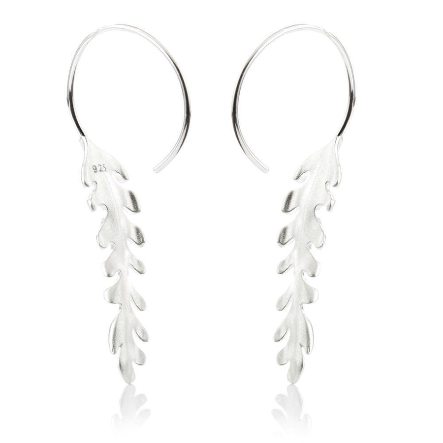 Sterling Silver Feather Pull Through Earrings - ZuZu Jewellery