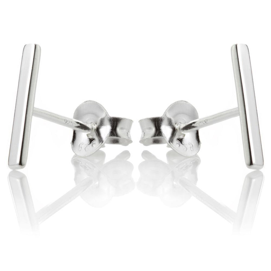 Sterling Silver Small Bar Stud Earrings - ZuZu Jewellery