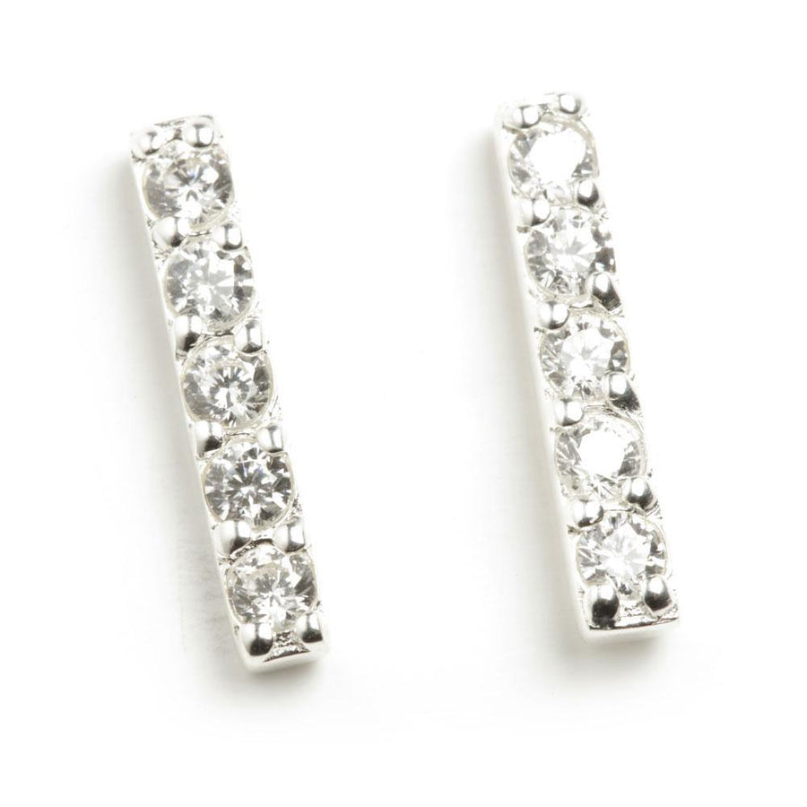 Sterling Silver Gem Bar Stud Earrings - ZuZu Jewellery