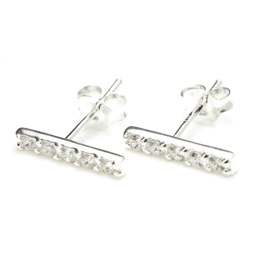 Sterling Silver Gem Bar Stud Earrings - ZuZu Jewellery