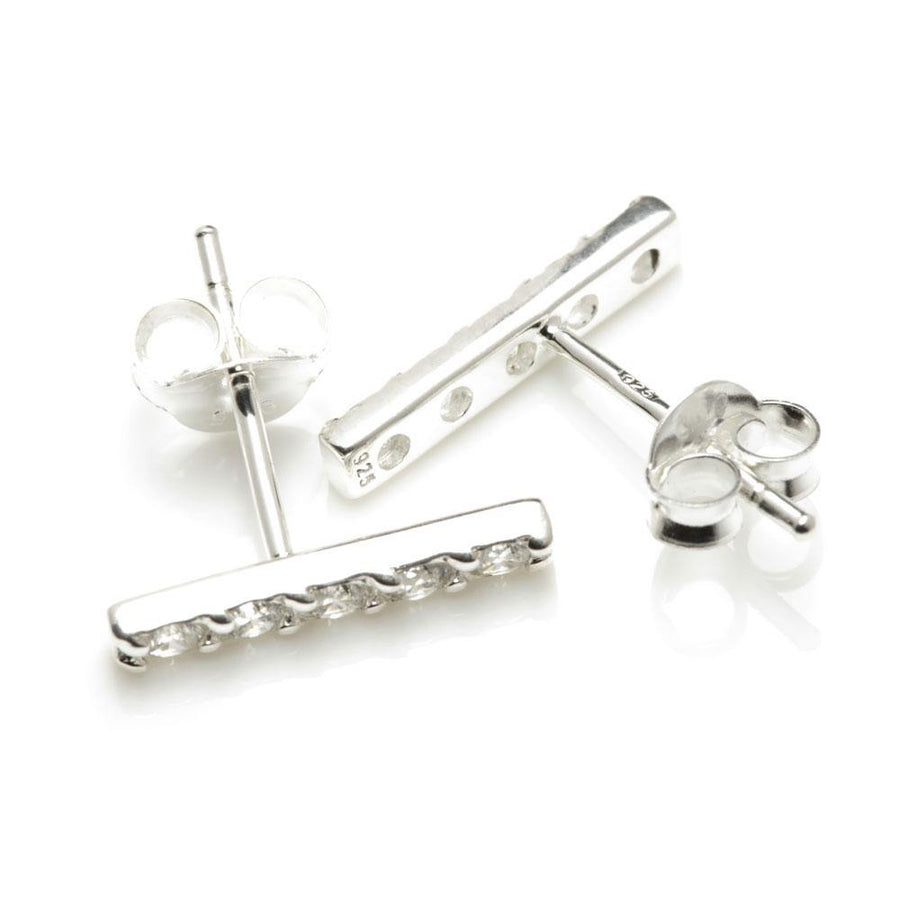 Sterling Silver Gem Bar Stud Earrings - ZuZu Jewellery