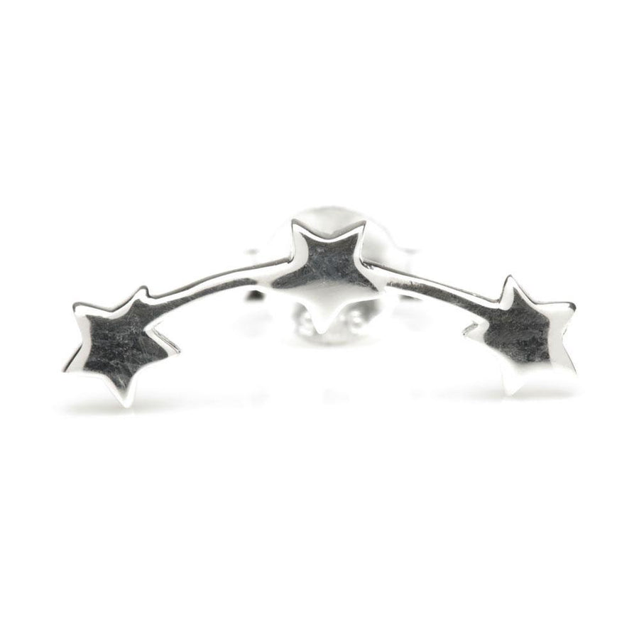 Sterling Silver Triple Star Bar Stud Earrings - ZuZu Jewellery