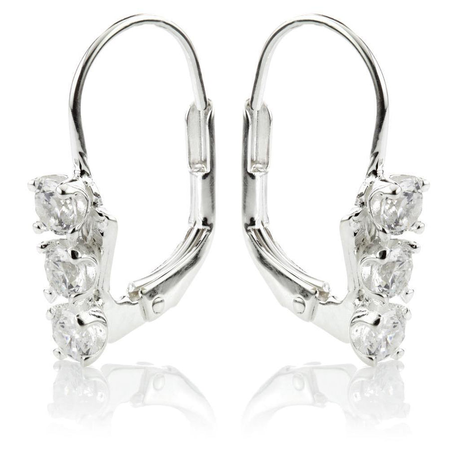 Sterling Silver Triple Crystal Drop Earrings - ZuZu Jewellery