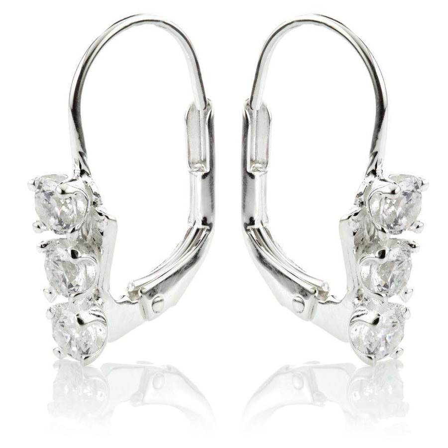 Sterling Silver Triple Crystal Drop Earrings - ZuZu Jewellery