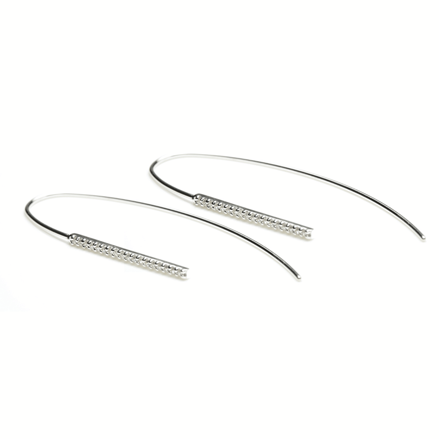 Sterling Silver Crystal Pave Pull Through Earrings - ZuZu Jewellery