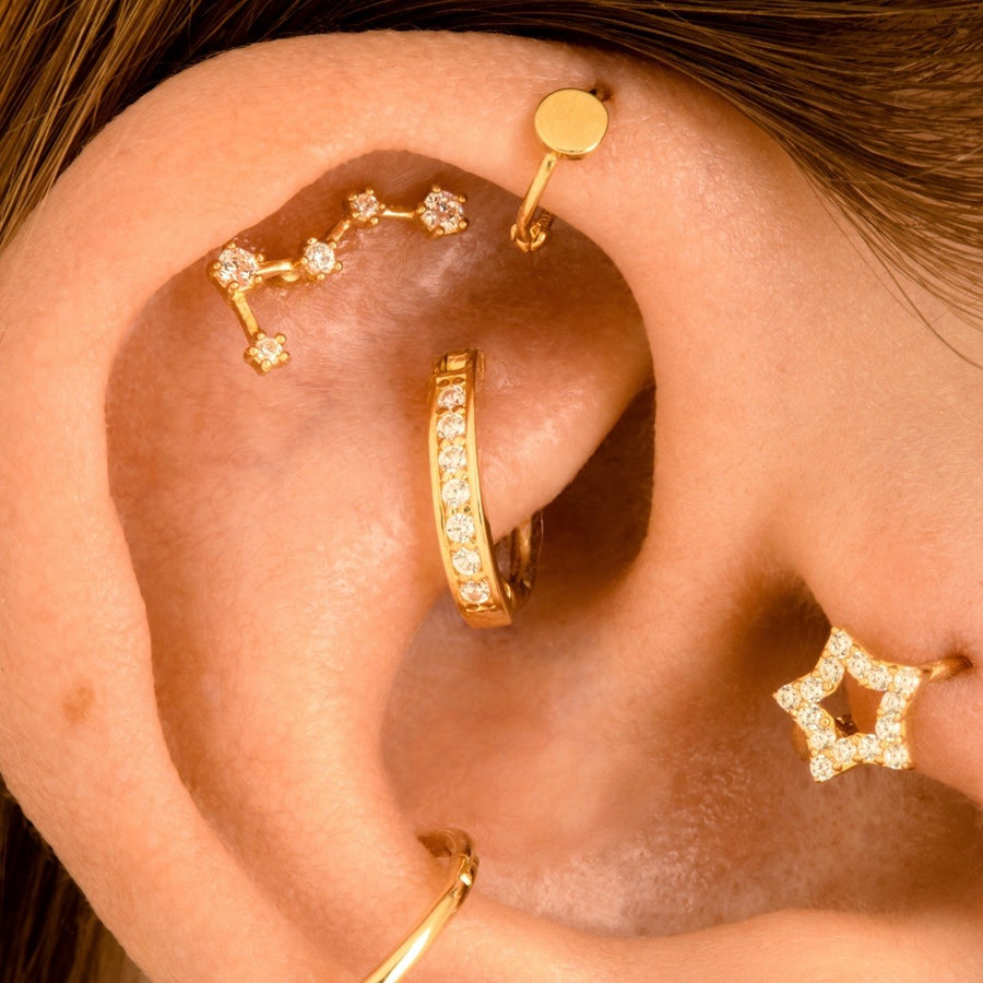 9ct Gold Celestial Stars Cartilage Bar