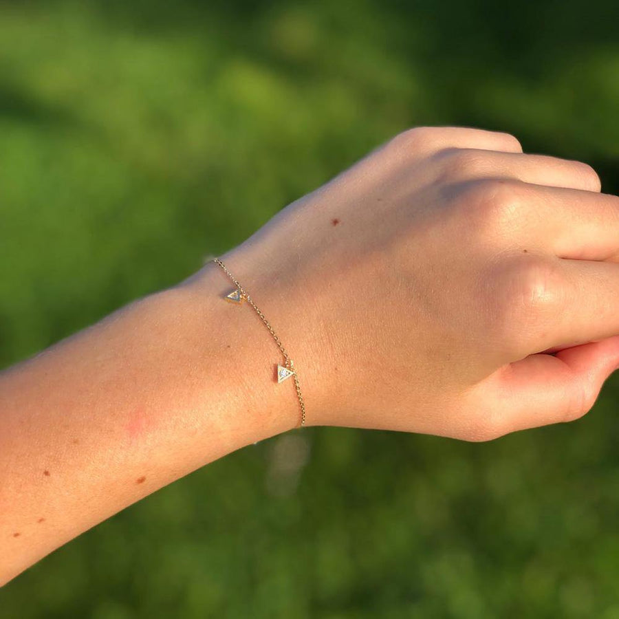 9ct Gold Crystal Triangle Charm Bracelet - ZuZu Jewellery
