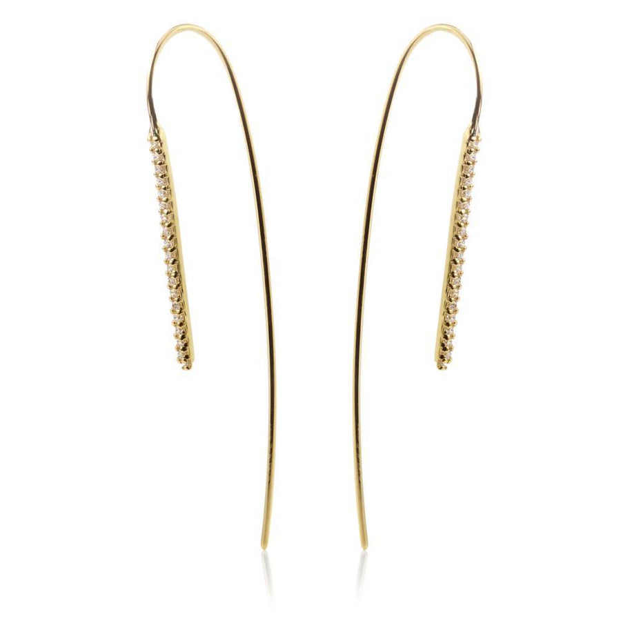 Gold Crystal Pave Pull Through Earrings - ZuZu Jewellery
