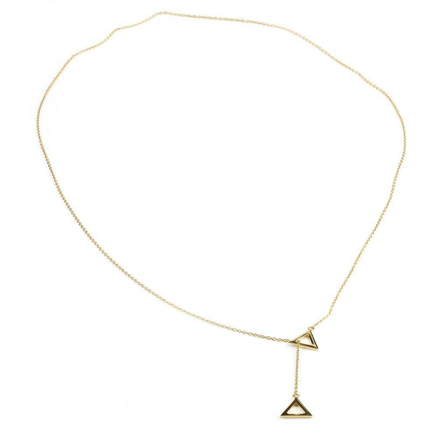 Gold Triangle Lariat Necklace - ZuZu Jewellery