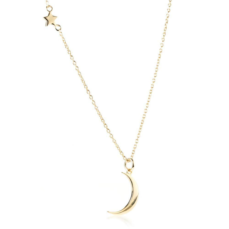 Gold Moon & Star Pendant Necklace - ZuZu Jewellery