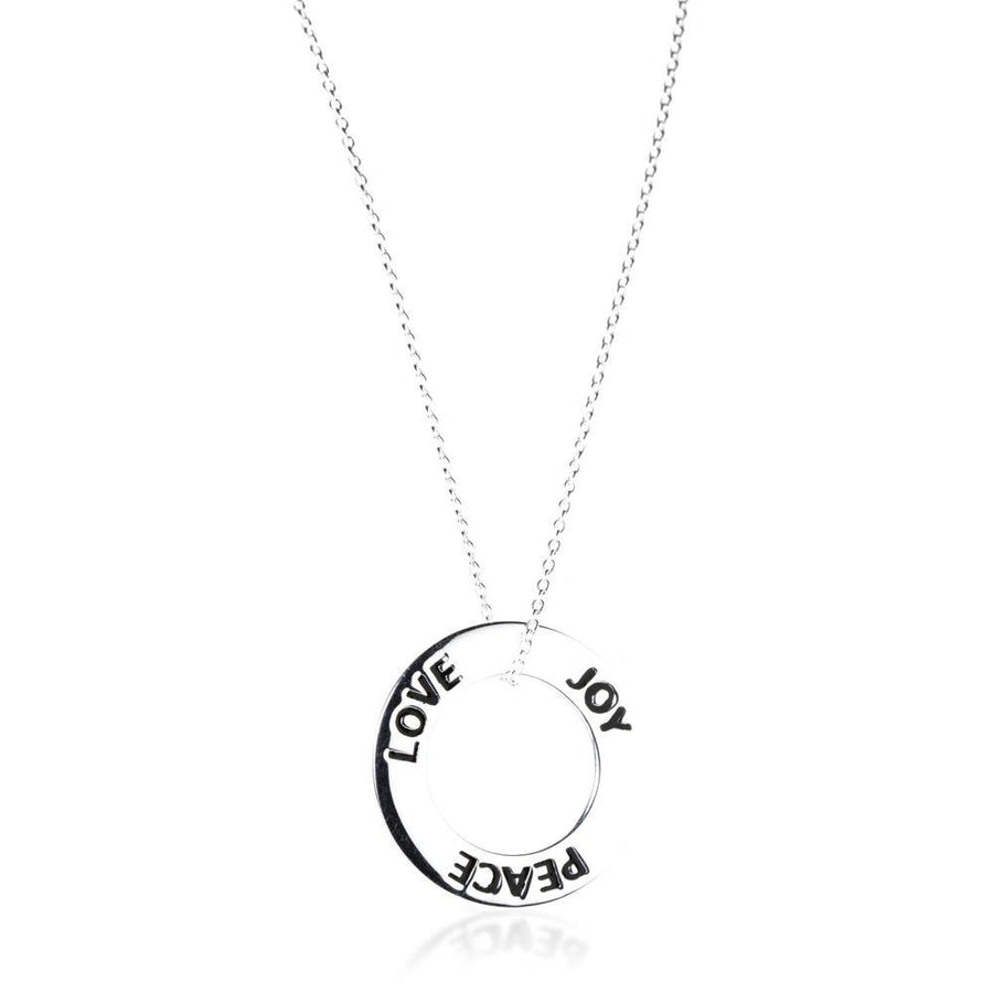 Sterling Silver Love - Joy - Peace Pendant Necklace - ZuZu Jewellery