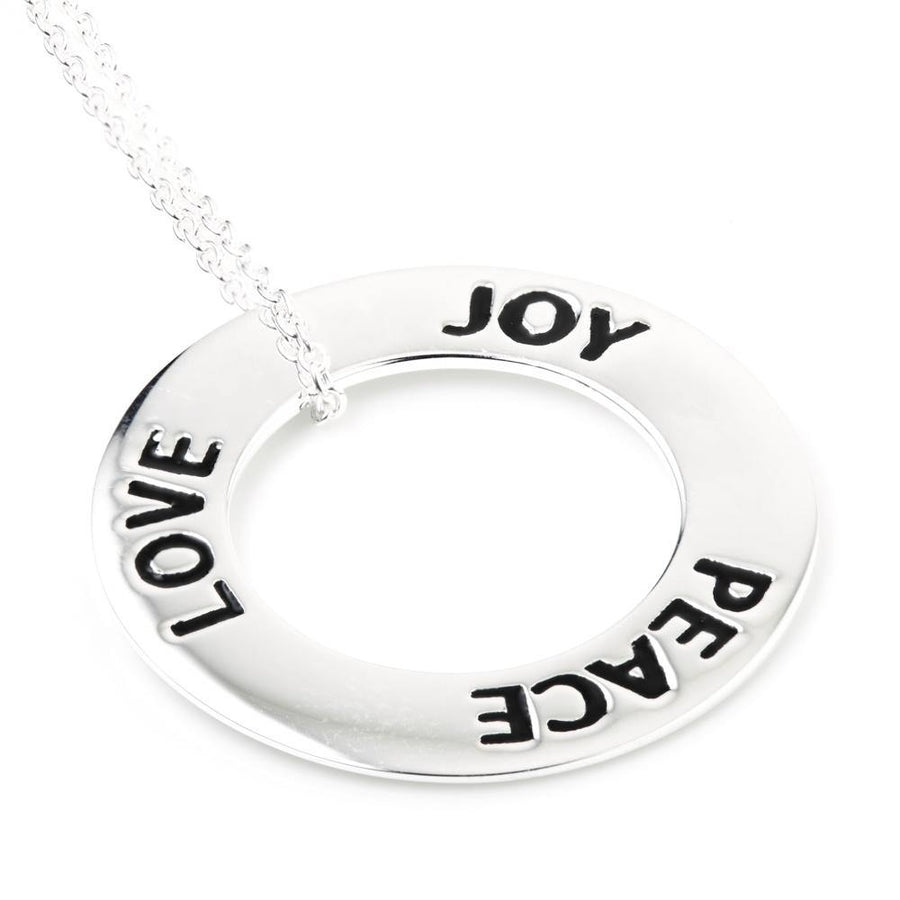 Sterling Silver Love - Joy - Peace Pendant Necklace - ZuZu Jewellery