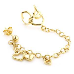 Gold Ball Stud Heart Chain Ear Cuff - ZuZu Jewellery