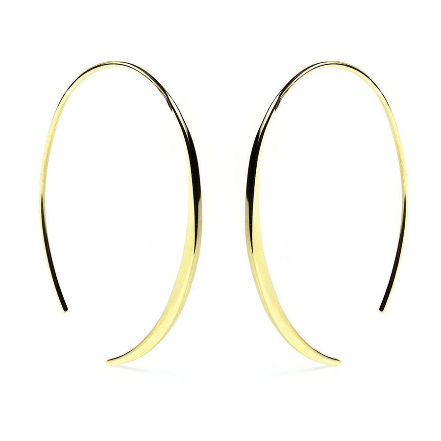 Gold Oval Pull Through Earrings - ZuZu Jewellery