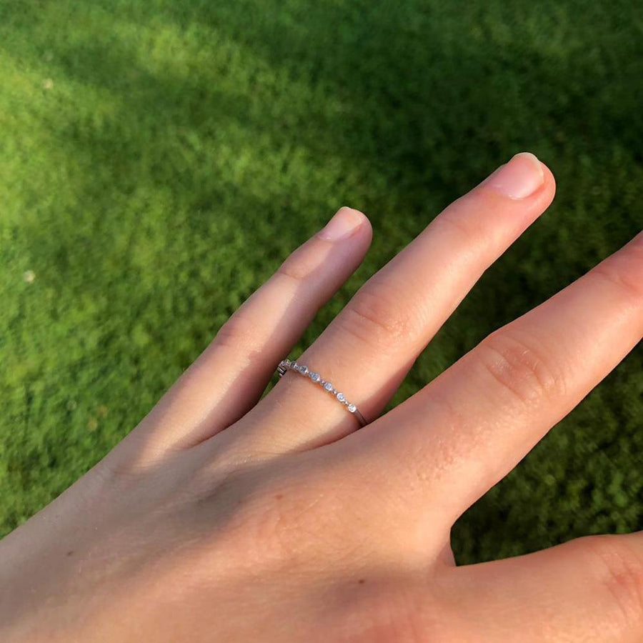 9ct White Gold Round Crystal Stacking Ring - ZuZu Jewellery