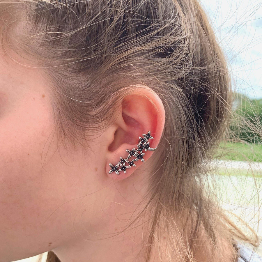 Clematis Flowers Surgical Steel Ear Cuff - ZuZu Jewellery