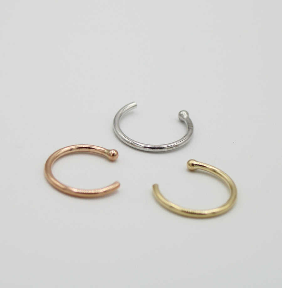 14K Solid Gold Polished Plain Hinged Hoops Nose Ring Ear Piercing Lip  Piercing | eBay