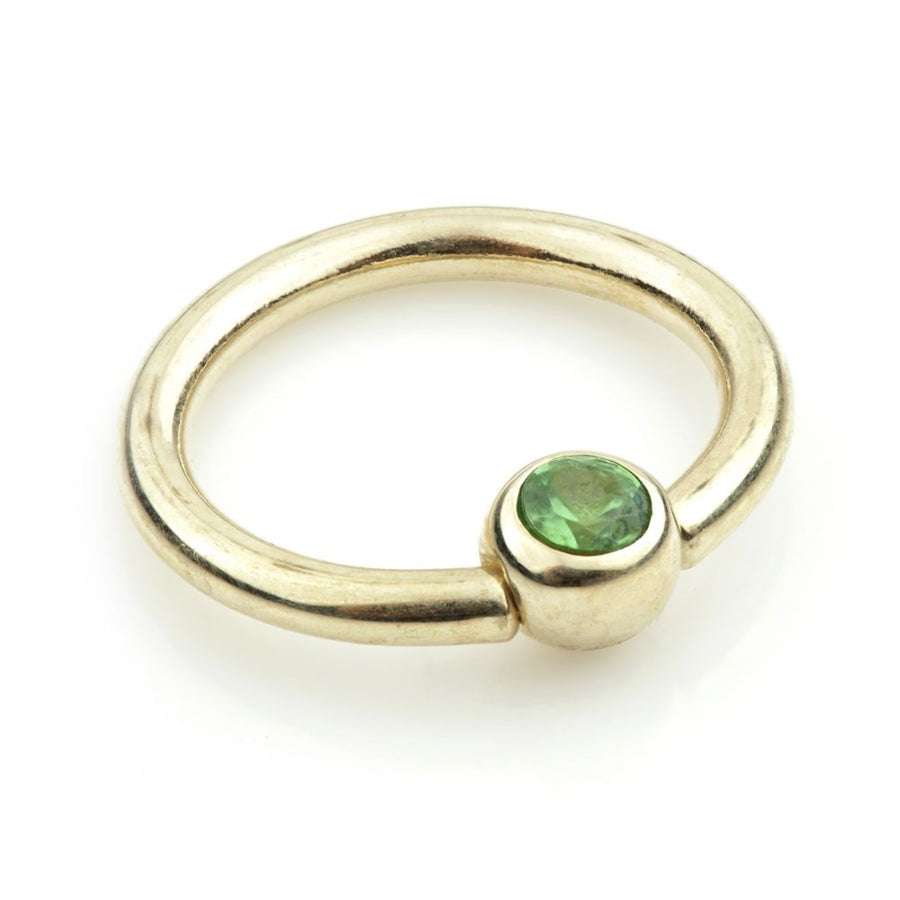 14ct Yellow Gold Emerald Ball Closure Ring (BCR) 1.2mm - ZuZu Jewellery