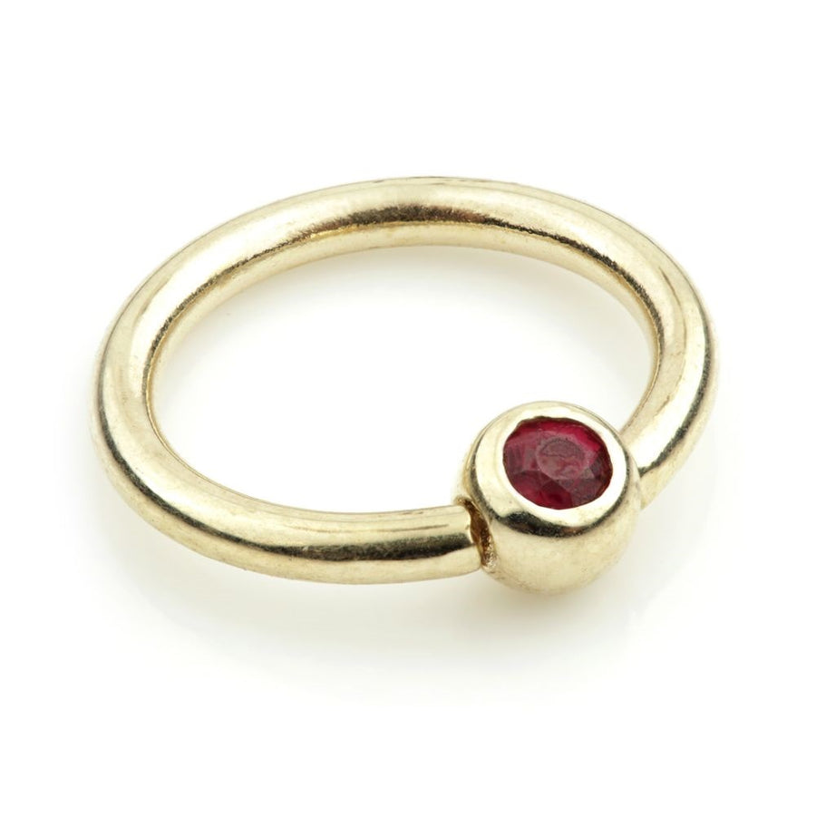 14ct Yellow Gold Emerald Ball Closure Ring (BCR) 1.2mm - ZuZu Jewellery