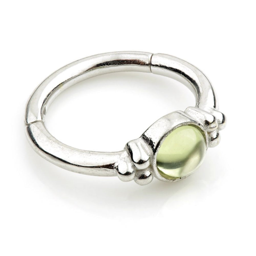 14ct White Gold Peridot Stone Tri-Dot Hinge Ring - ZuZu Jewellery