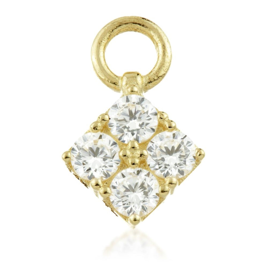 9ct Gold CZ Gem Diamond Shape Charm for Plain Clicker Hoop - ZuZu Jewellery