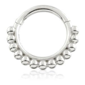 Solid Gold Daith Ring with Ball Pattern - ZuZu Jewellery
