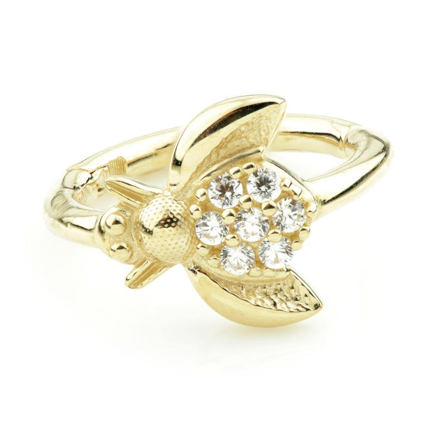 Solid Gold CZ Bumblebee Hinge Rook Ring - ZuZu Jewellery