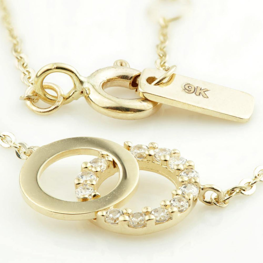 9ct Gold Double Circle Choker Necklace - ZuZu Jewellery