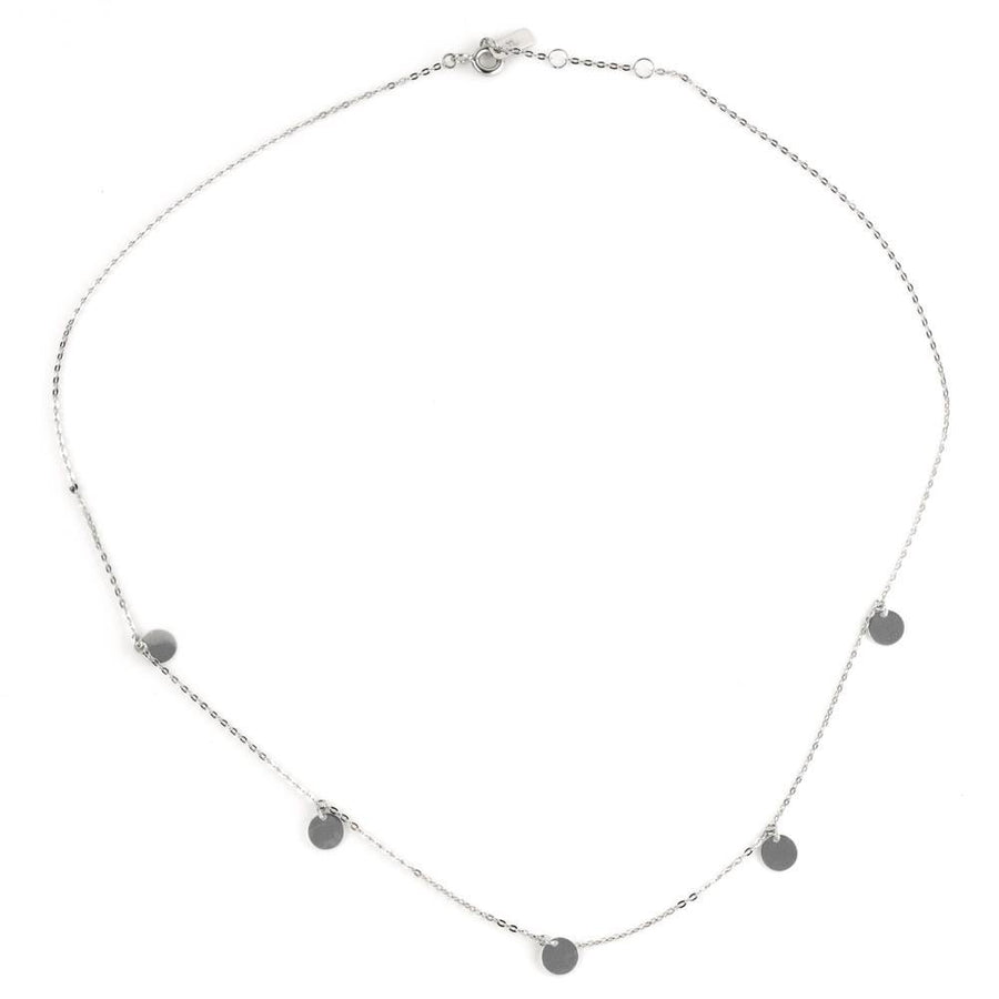 9ct White Gold Dainty Circle Charm Choker Necklace - ZuZu Jewellery