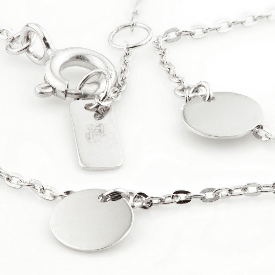 9ct White Gold Dainty Circle Charm Choker Necklace - ZuZu Jewellery