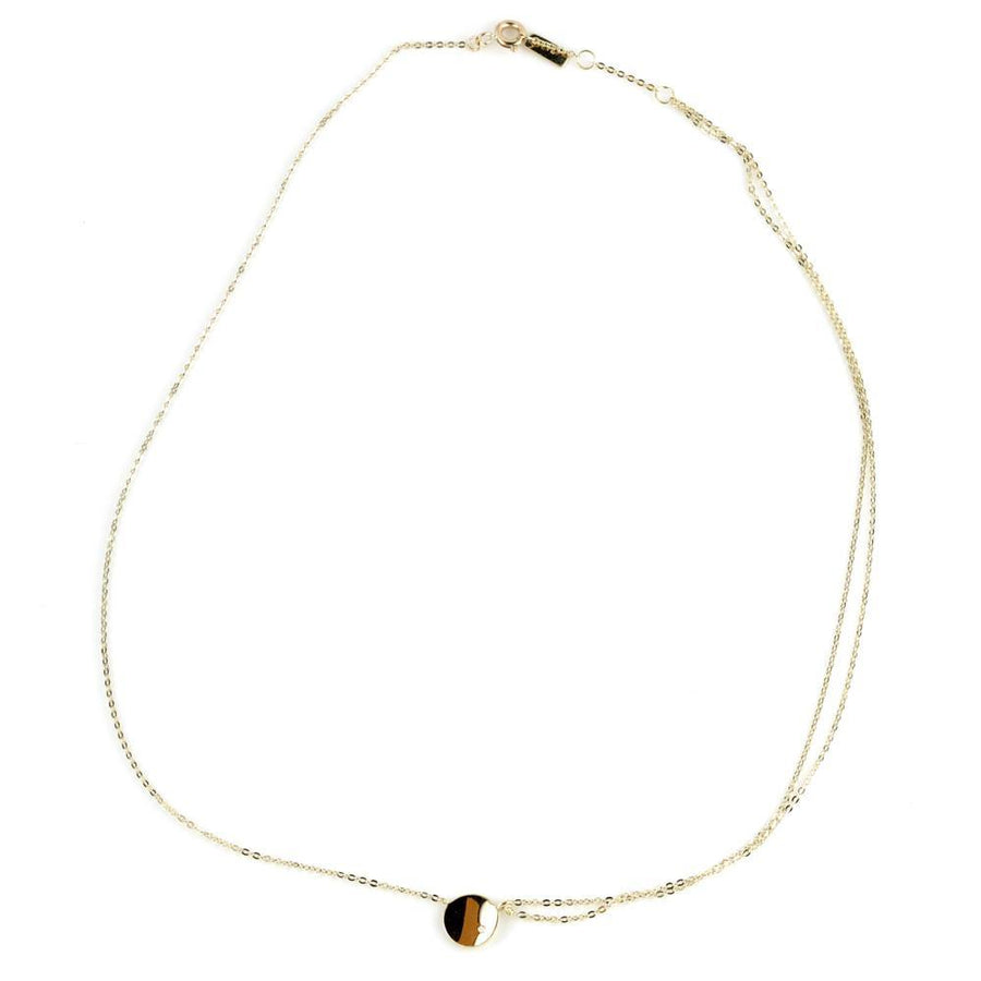 9ct Gold Curved Flat Disc with Crystal Choker Necklace - ZuZu Jewellery