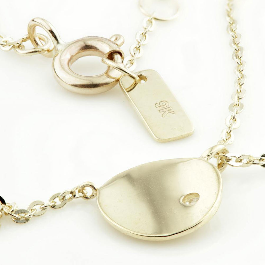 9ct Gold Curved Flat Disc with Crystal Choker Necklace - ZuZu Jewellery