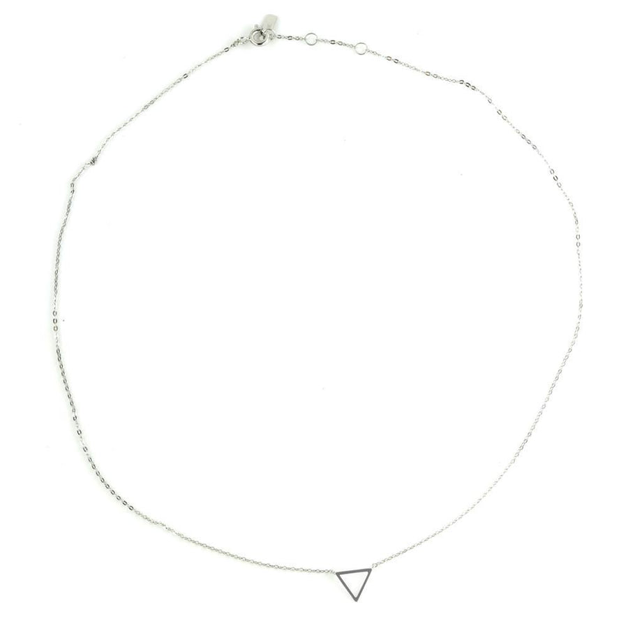9ct White Gold Single Triangle Choker Necklace - ZuZu Jewellery