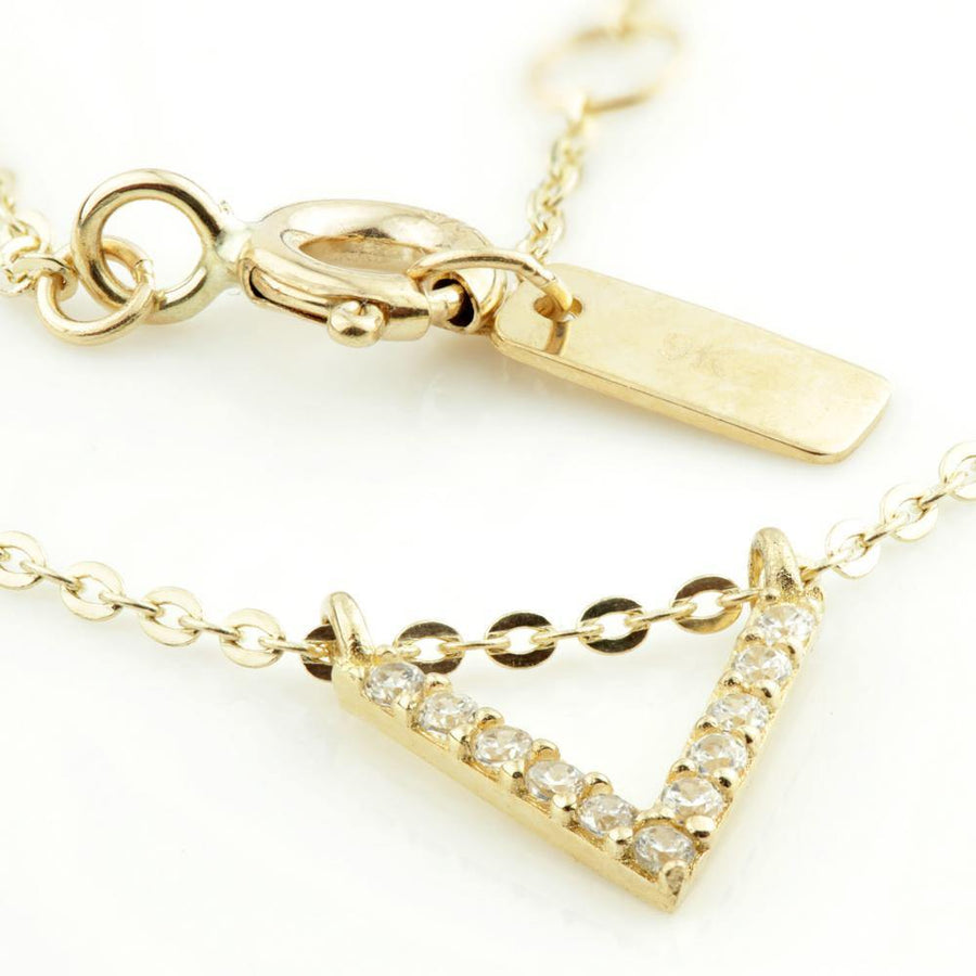 9ct Gold Crystal V Pendant Choker Necklace - ZuZu Jewellery