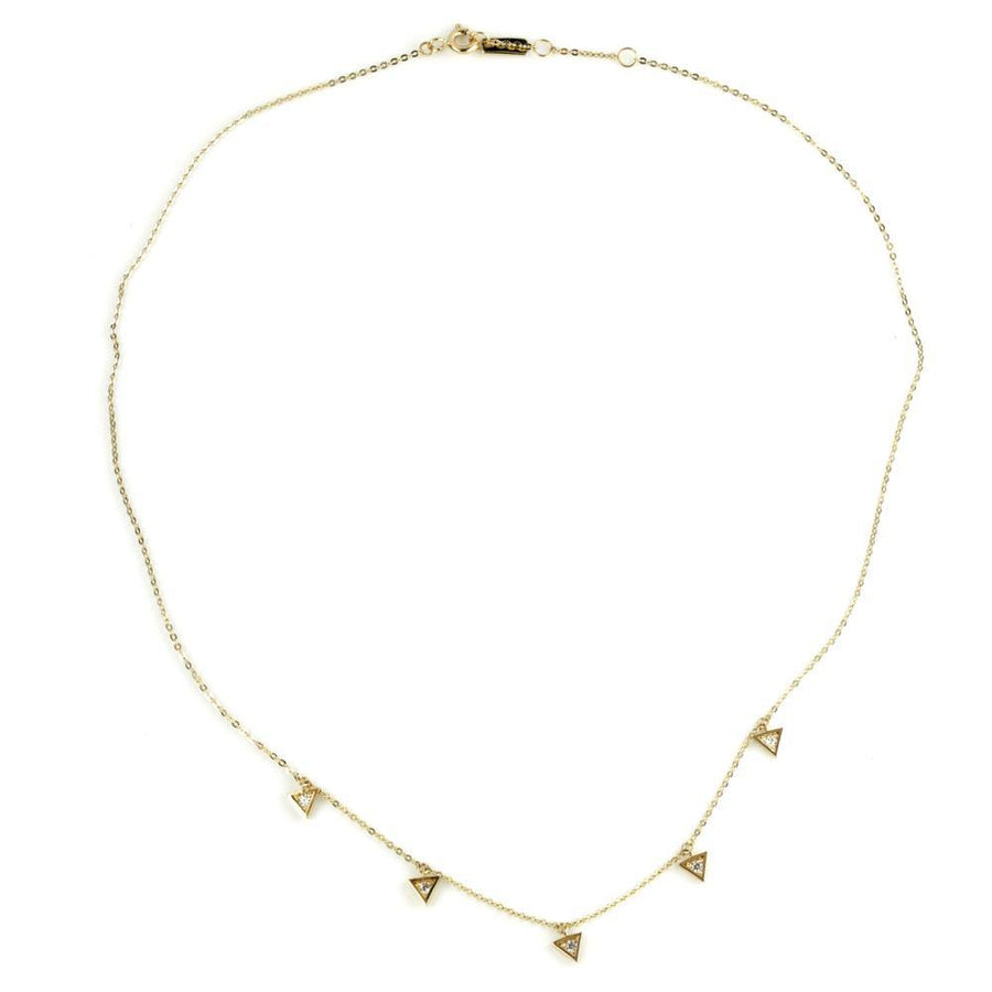9ct Gold Crystal Triangle Charm Choker Necklace - ZuZu Jewellery
