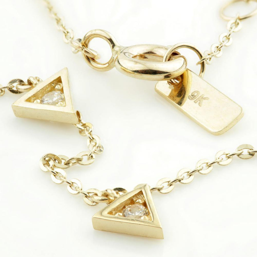 9ct Gold Crystal Triangle Charm Choker Necklace - ZuZu Jewellery