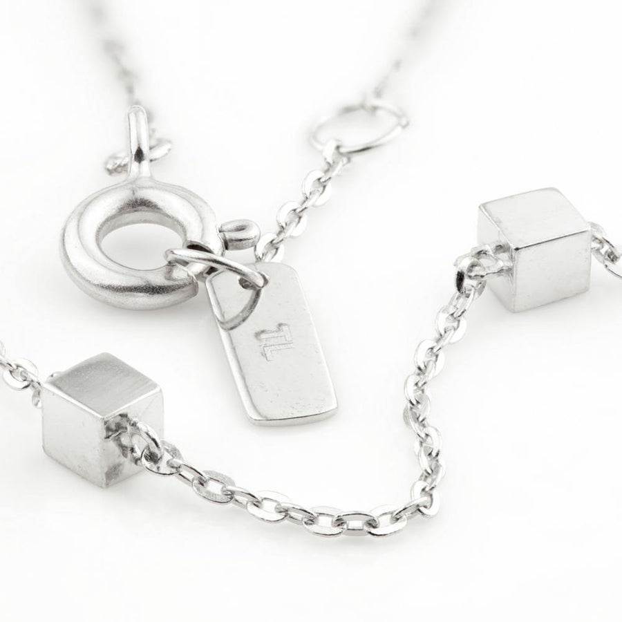 9ct White Gold Tiny Cube Chain Choker Necklace - ZuZu Jewellery