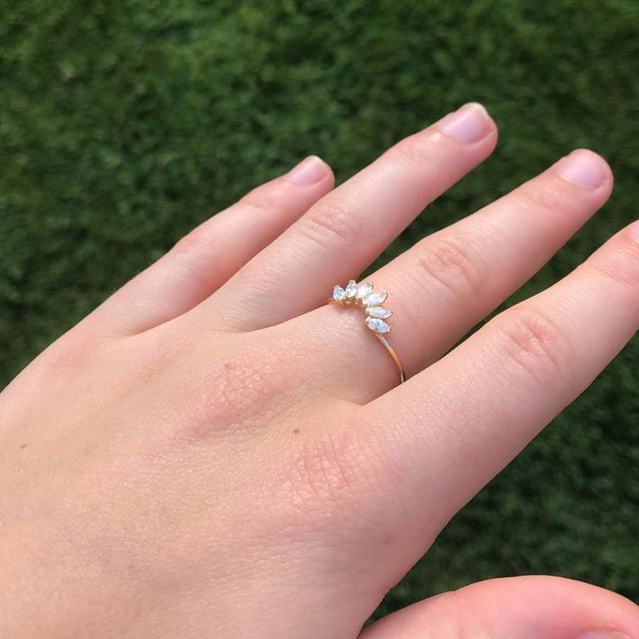 9ct Gold Curve Gem Stacking Ring - ZuZu Jewellery