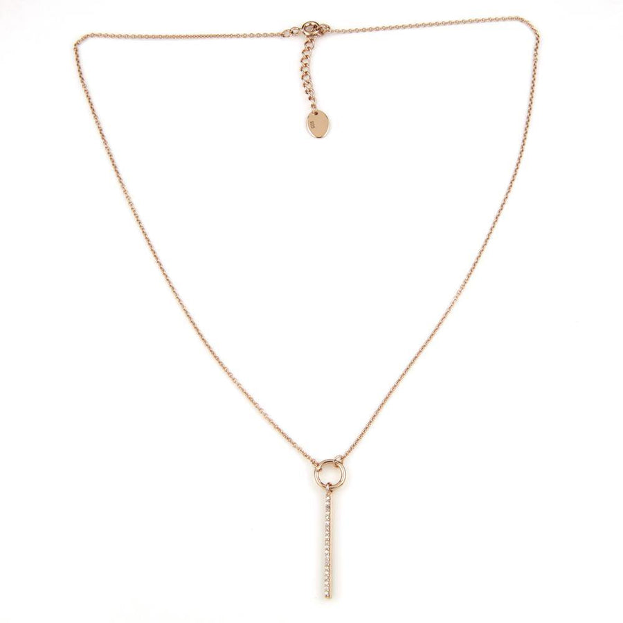 Rose Gold Crystal Bar Pendant Necklace - ZuZu Jewellery
